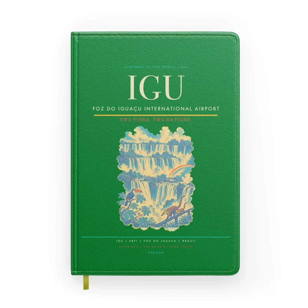 Foz do Iguaçu International Airport (IGU) design on green notebook