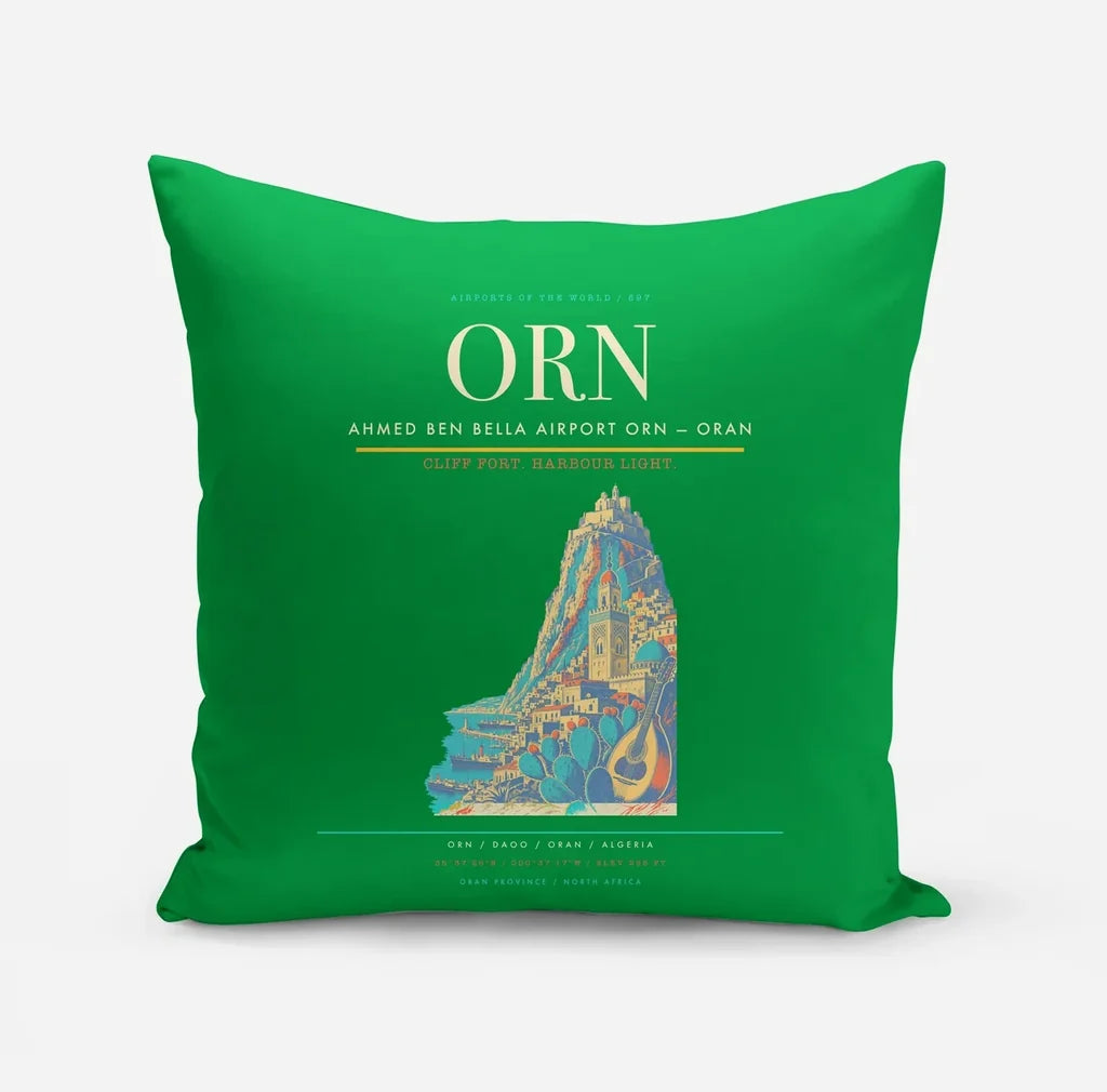 Ahmed Ben Bella Airport (ORN) design on green pillow
