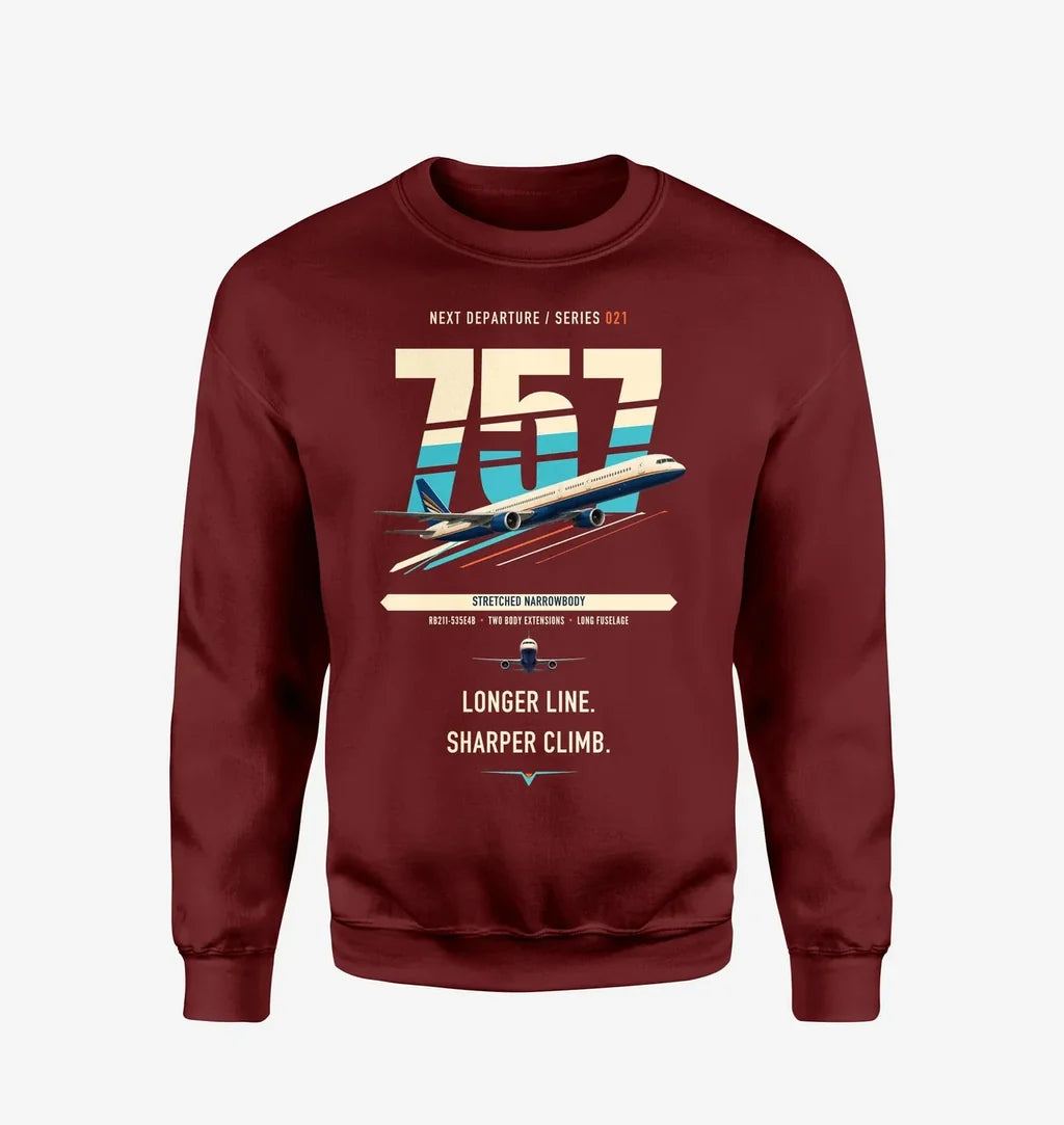 Boeing 757-300 design on wine red sweatshirt