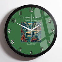 Thumbnail for VINTAGE G4062 - The Fjord Station - Designed Wall Clocks design on green framed