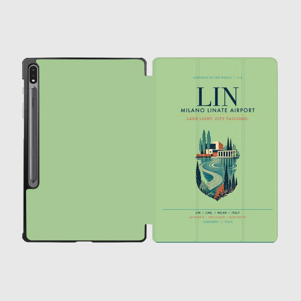 Milano Linate Airport (LIN) design on light green samsung tablet tablet case