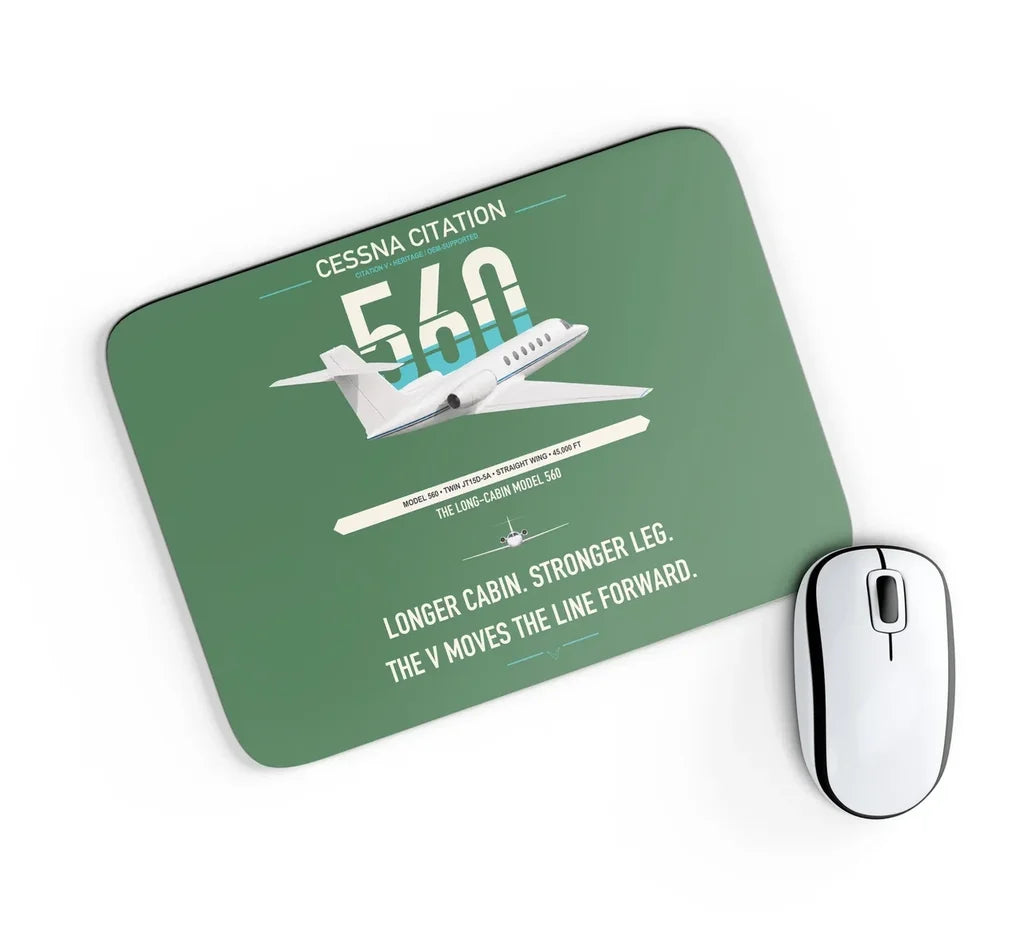 Cessna Citation 560 - Citation V design on green rectangle mouse pad