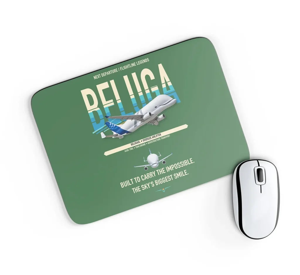 Airbus BelugaXL / A330-743L design on green rectangle mouse pad