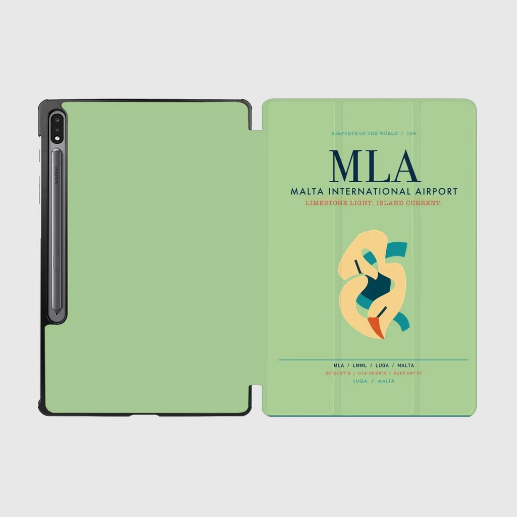 Malta International Airport (MLA) design on light green samsung tablet tablet case