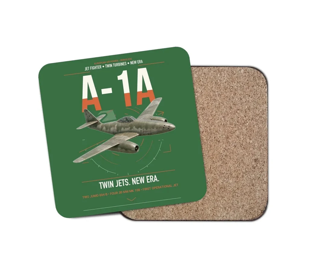 Messerschmitt Me 262A-1a design on green 1 piece coaster