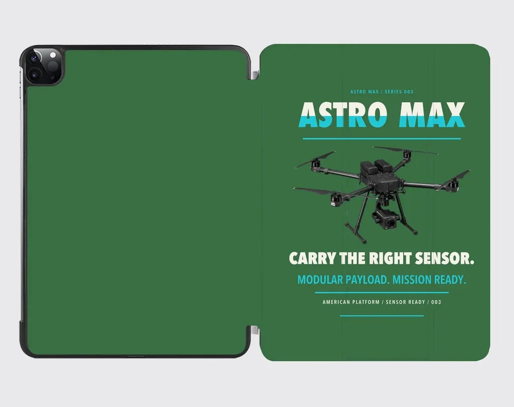 Freefly Astro Max design on green ipad tablet case