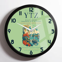 Thumbnail for Billy Bishop Toronto City Airport (YTZ) design on light green framed wall clock