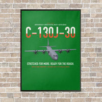 Thumbnail for C-130J-30 Super Hercules vertical canvas print - framed - green background