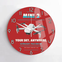 Thumbnail for DJI Mini 2 design on red no frame wall clock