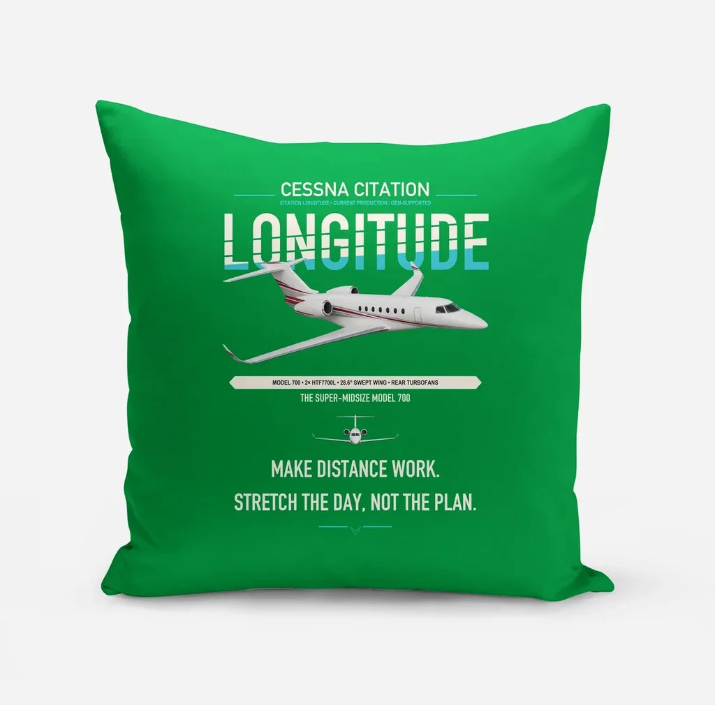 Cessna Citation Longitude design on green pillow