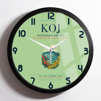 Thumbnail for Kagoshima Airport (KOJ) design on light green framed wall clock