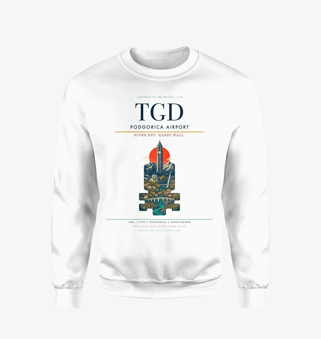 Podgorica Airport TGD Sweatshirt - White