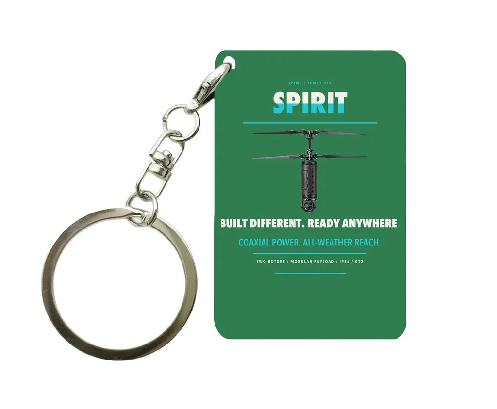 Ascent AeroSystems Spirit Key Chain design on green key chain
