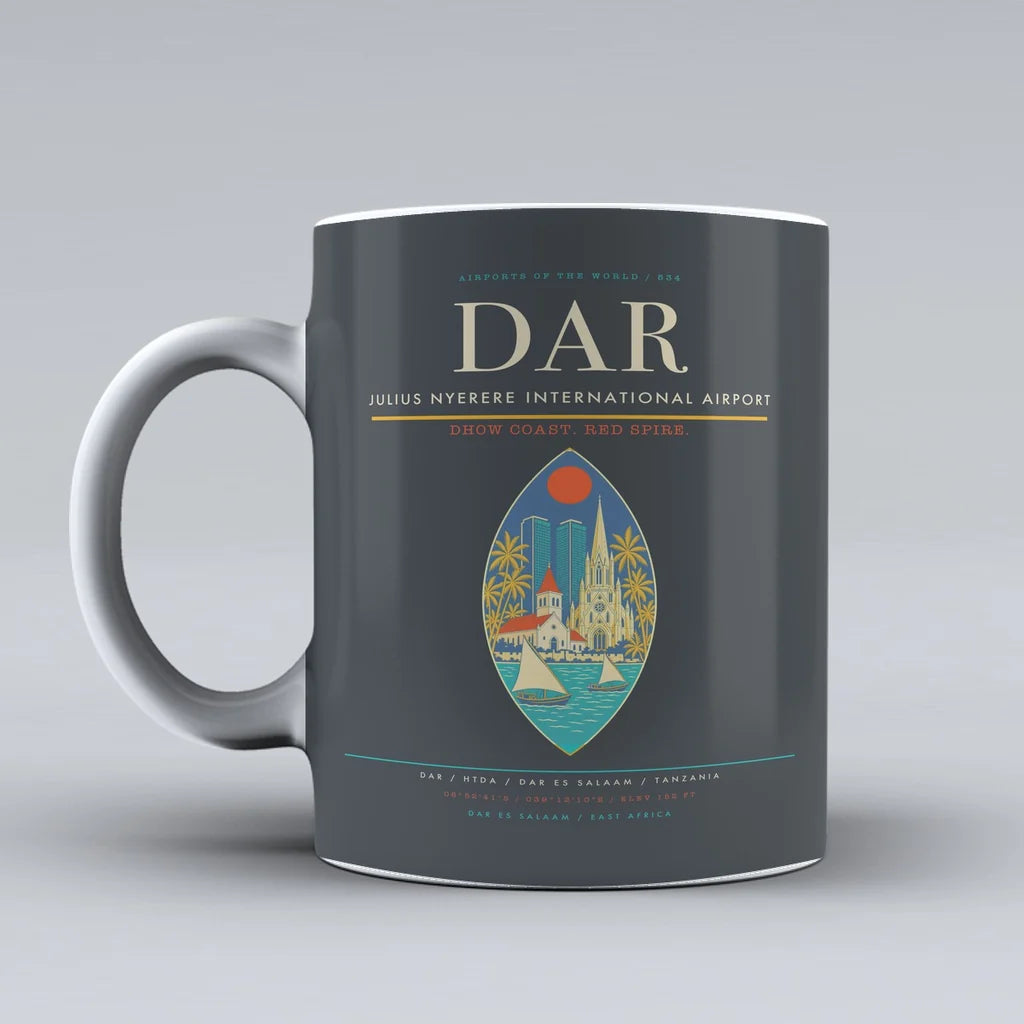Nyerere International Airport DAR Mug design on gray julius