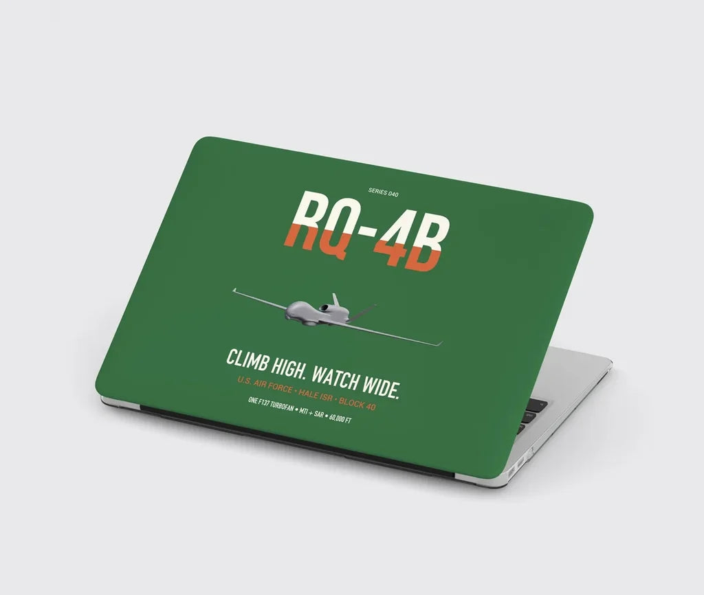 RQ-4B Global Hawk design on green MacBook case