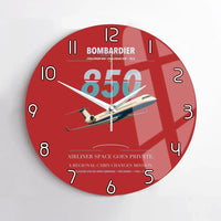 Thumbnail for Bombardier Challenger 850 design on red no frame wall clock