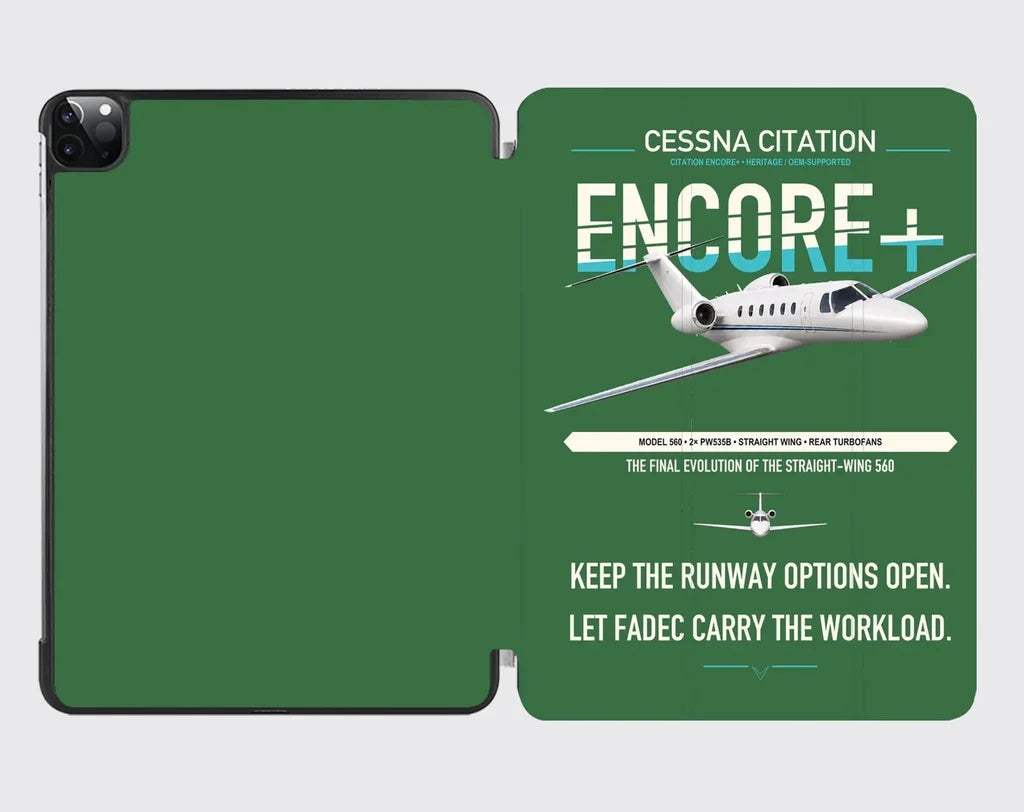 Cessna Citation Encore+ design on green ipad tablet case