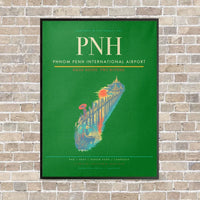 Thumbnail for Phnom Penh International Airport PNH vertical canvas print - framed - green background