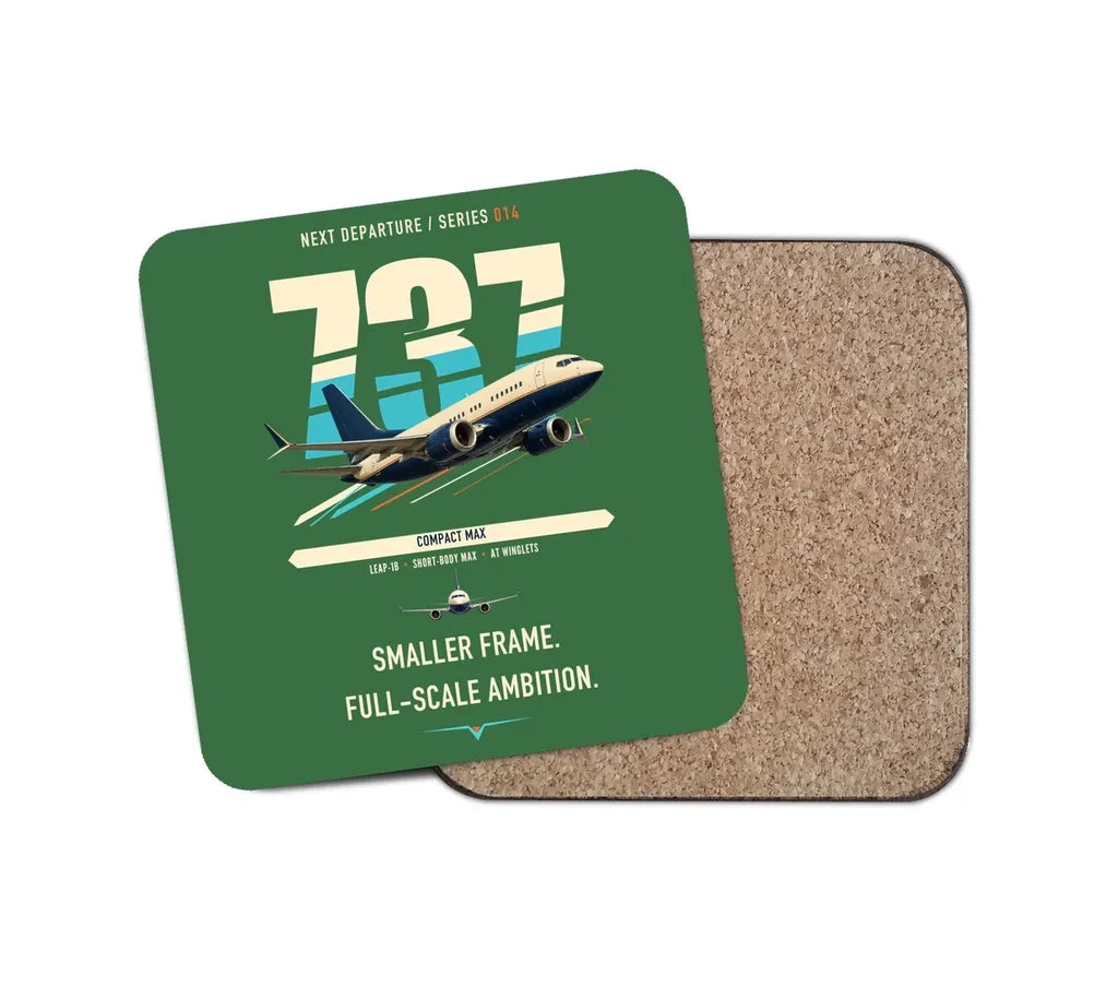 Boeing 737 MAX 7 design on green 1 piece coaster