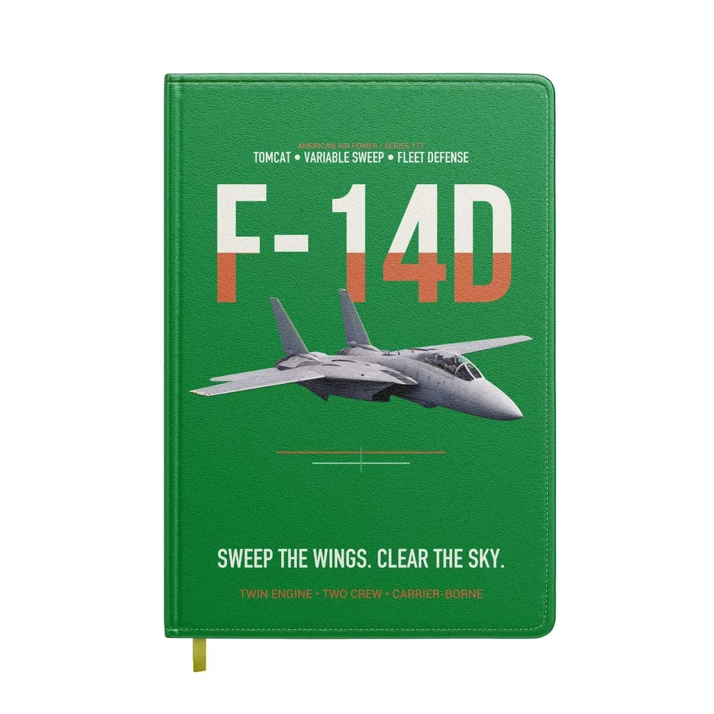 F-14D Tomcat Sweep The Wings Clear The Sky design on green notebook