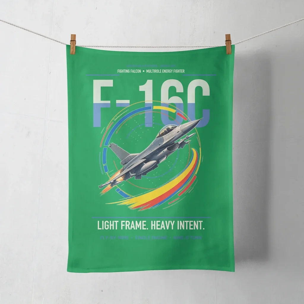 F-16C Fighting Falcon design on green towel