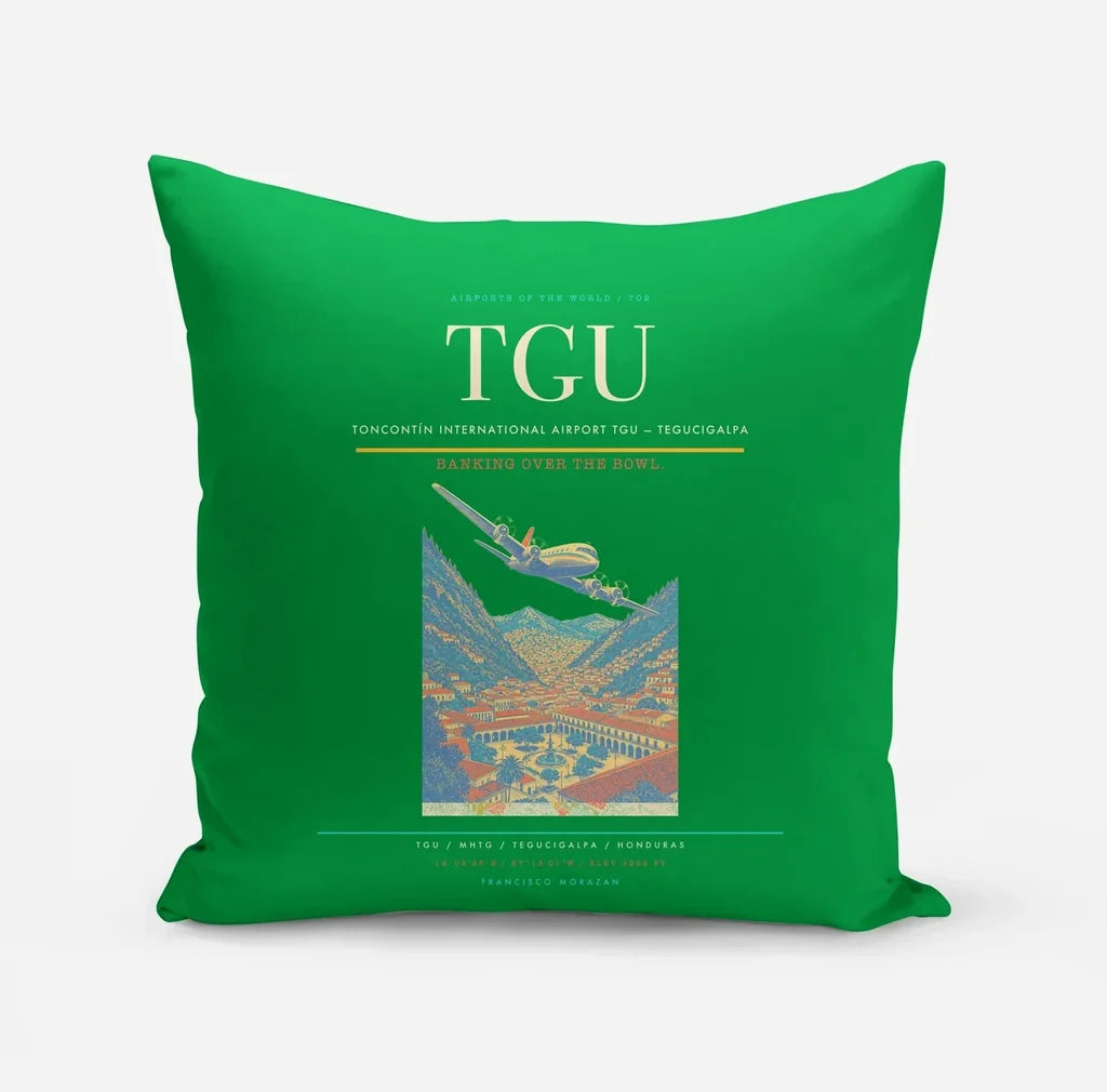 Toncontín International Airport (TGU) design on green pillow