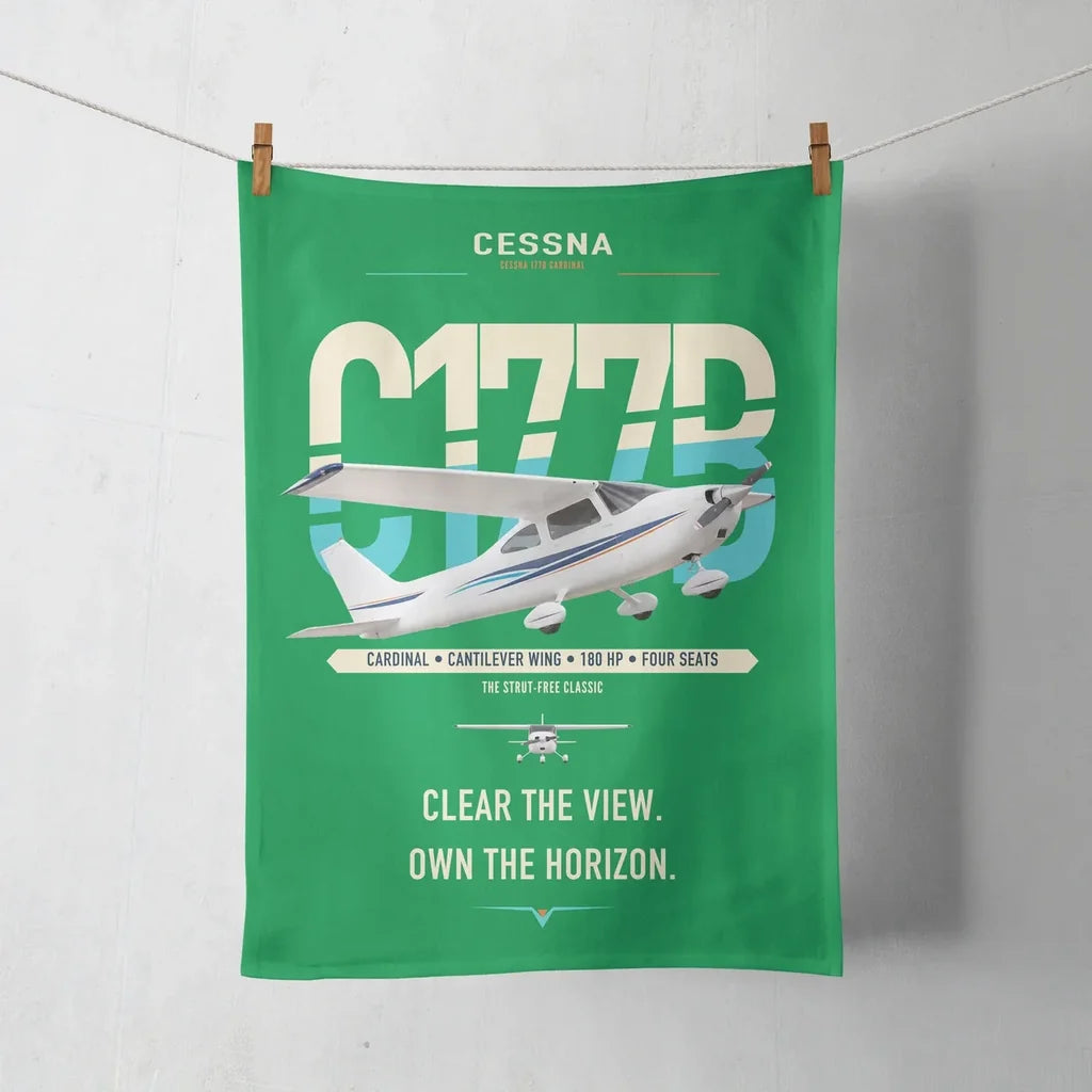 Cessna 177B Cardinal design on green towel