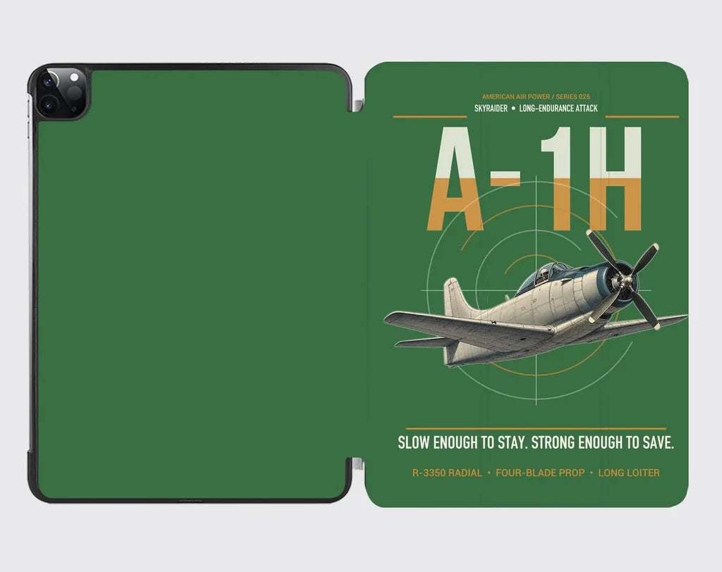 A-1H Skyraider design on green ipad tablet case