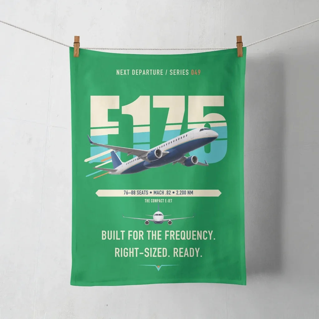 Embraer E175 design on green towel