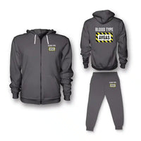 Thumbnail for Blood Type AVGAS Zipped Hoodie - Dark Gray