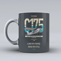 Thumbnail for Cessna 175 Skylark design on gray ceramic mug, double-side print