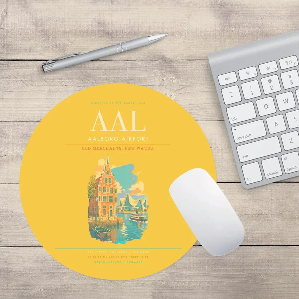 Aalborg Airport AAL Mouse-Pad Round - Yellow