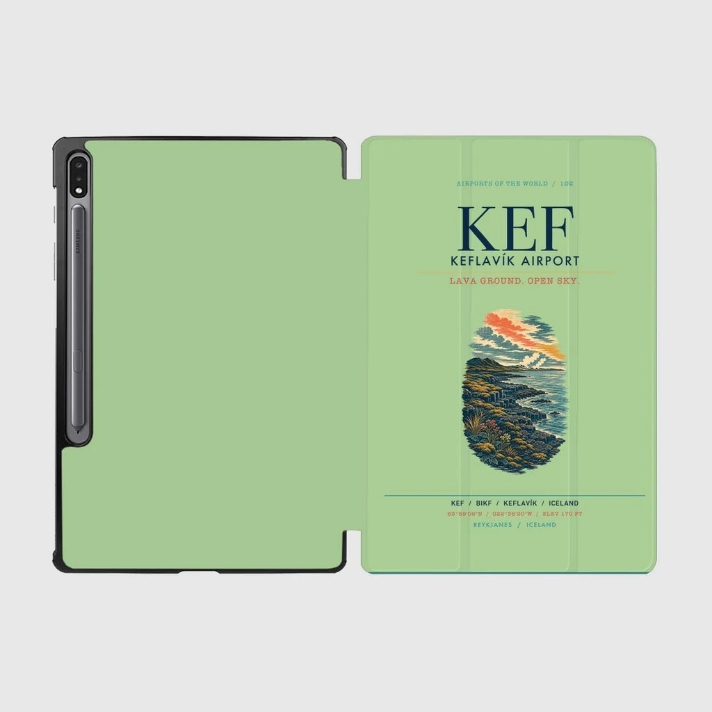 Keflavík Airport (KEF) design on light green samsung tablet tablet case