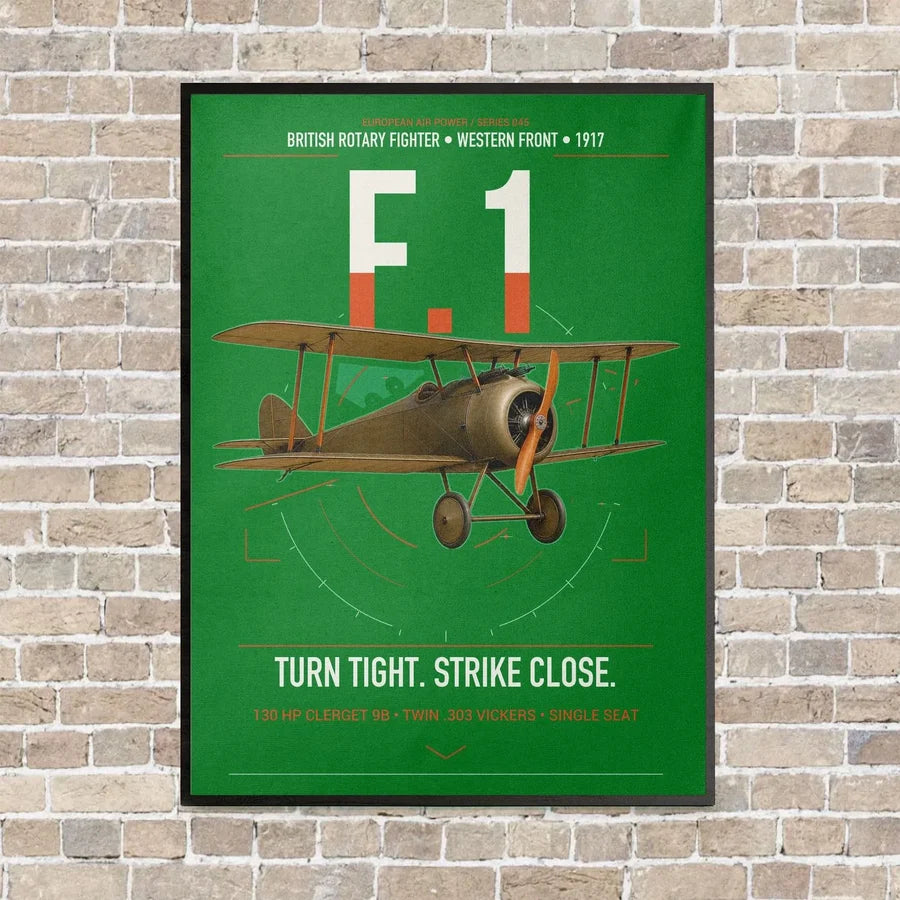 Sopwith Camel F.1 vertical canvas print - framed - green background