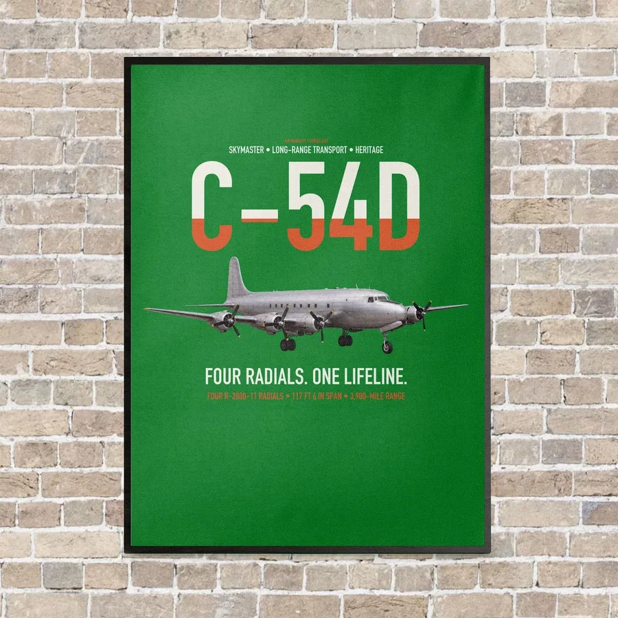 C-54D Skymaster vertical canvas print - framed - green background