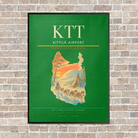 Thumbnail for Kittilä Airport KTT vertical canvas print - framed - green background