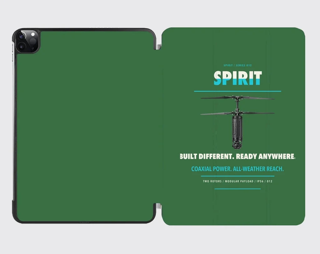 Ascent AeroSystems Spirit design on green ipad tablet case