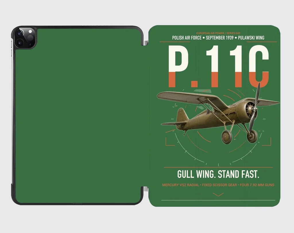 PZL P.11c design on green ipad tablet case