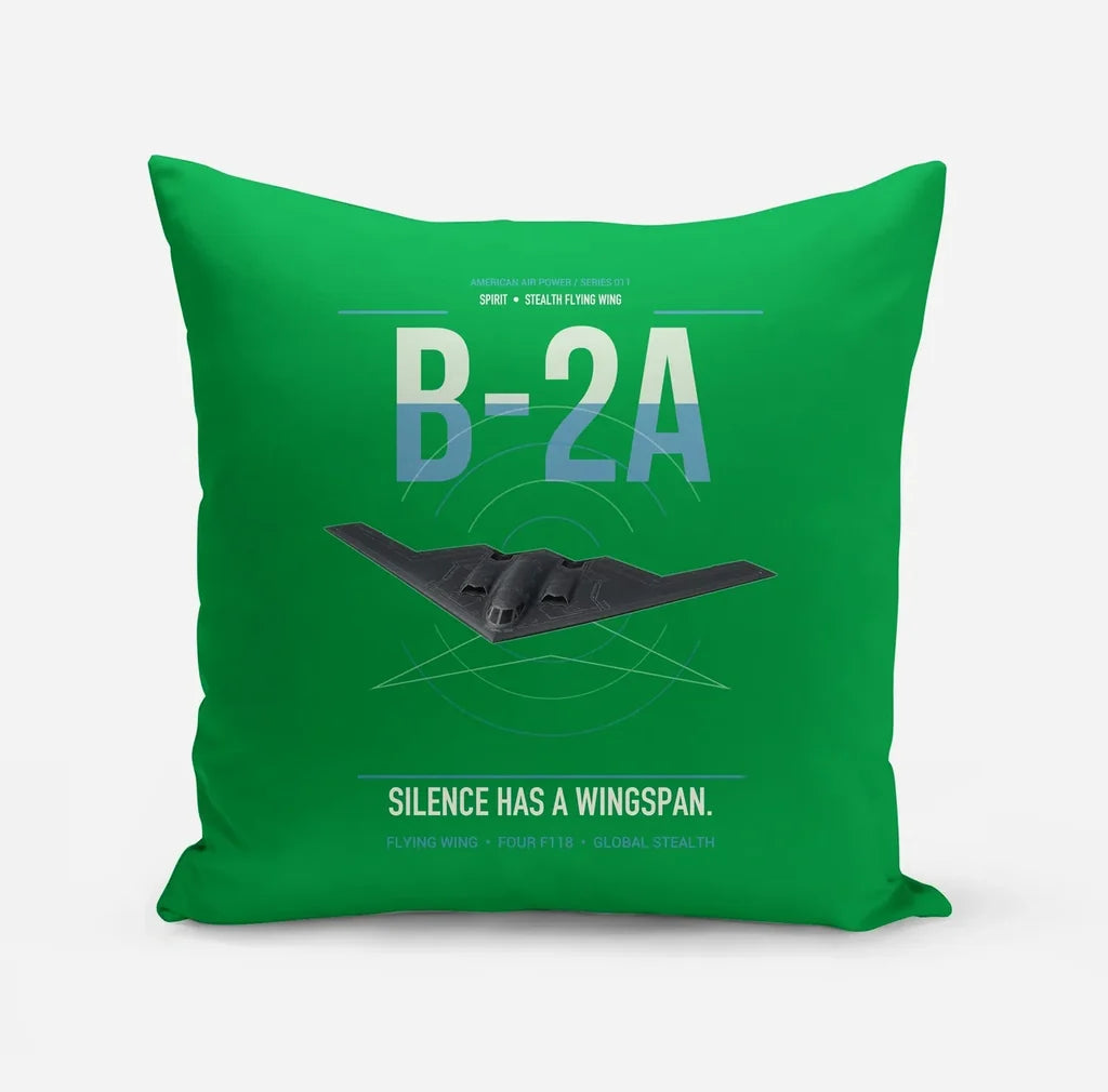 B-2A Spirit design on green pillow
