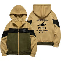 Thumbnail for People Fly Planes Pilots Fly Helicopters Zipped Hoodie - Colourful - Green / Khaki