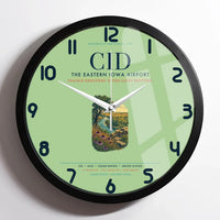 Thumbnail for The Eastern Iowa Airport Cedar Rapids (CID) design on light green framed wall clock