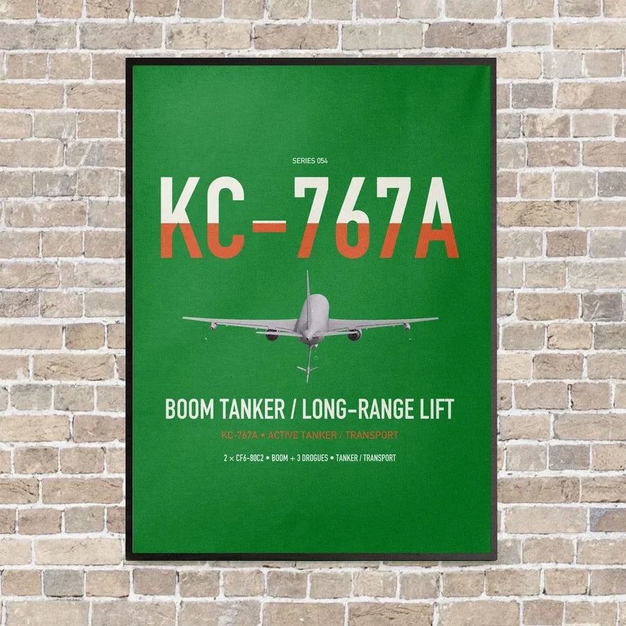 Boeing KC-767A vertical canvas print - framed - green background