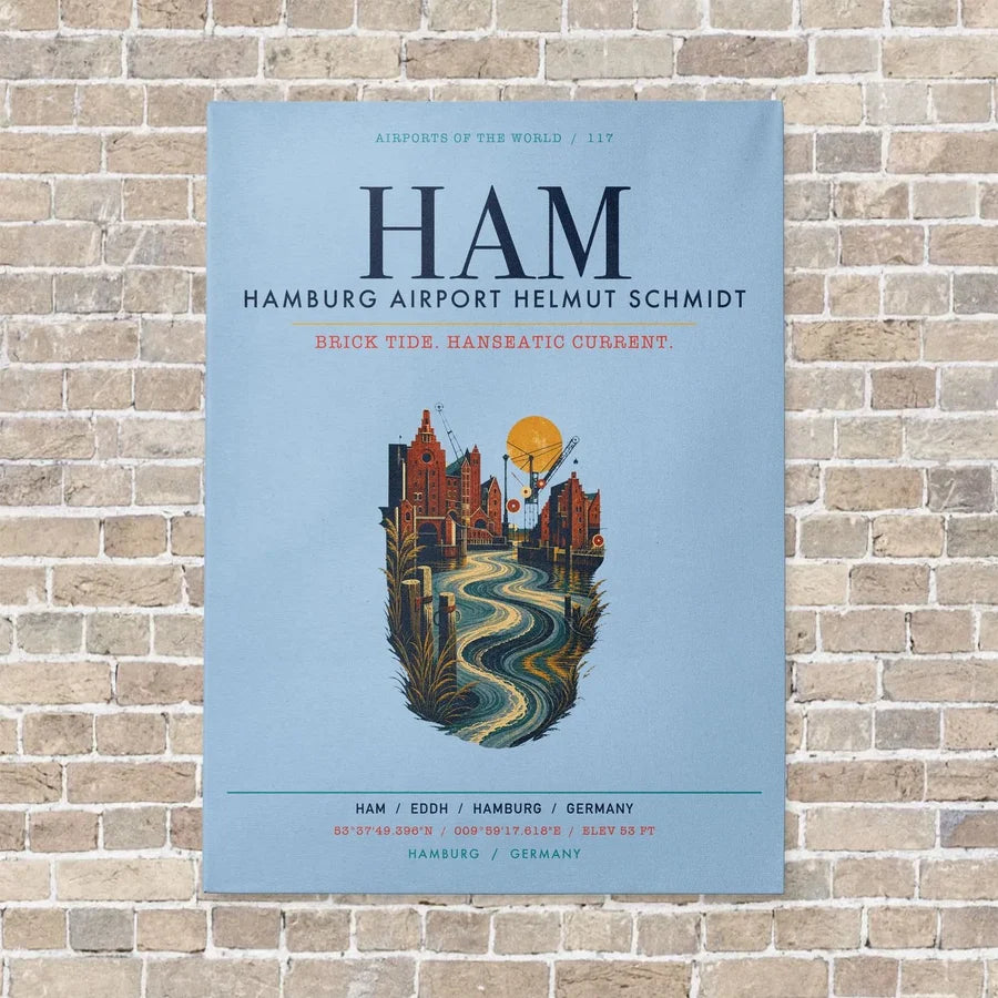 Hamburg Airport Helmut Schmidt HAM vertical canvas print - no frame - light blue background