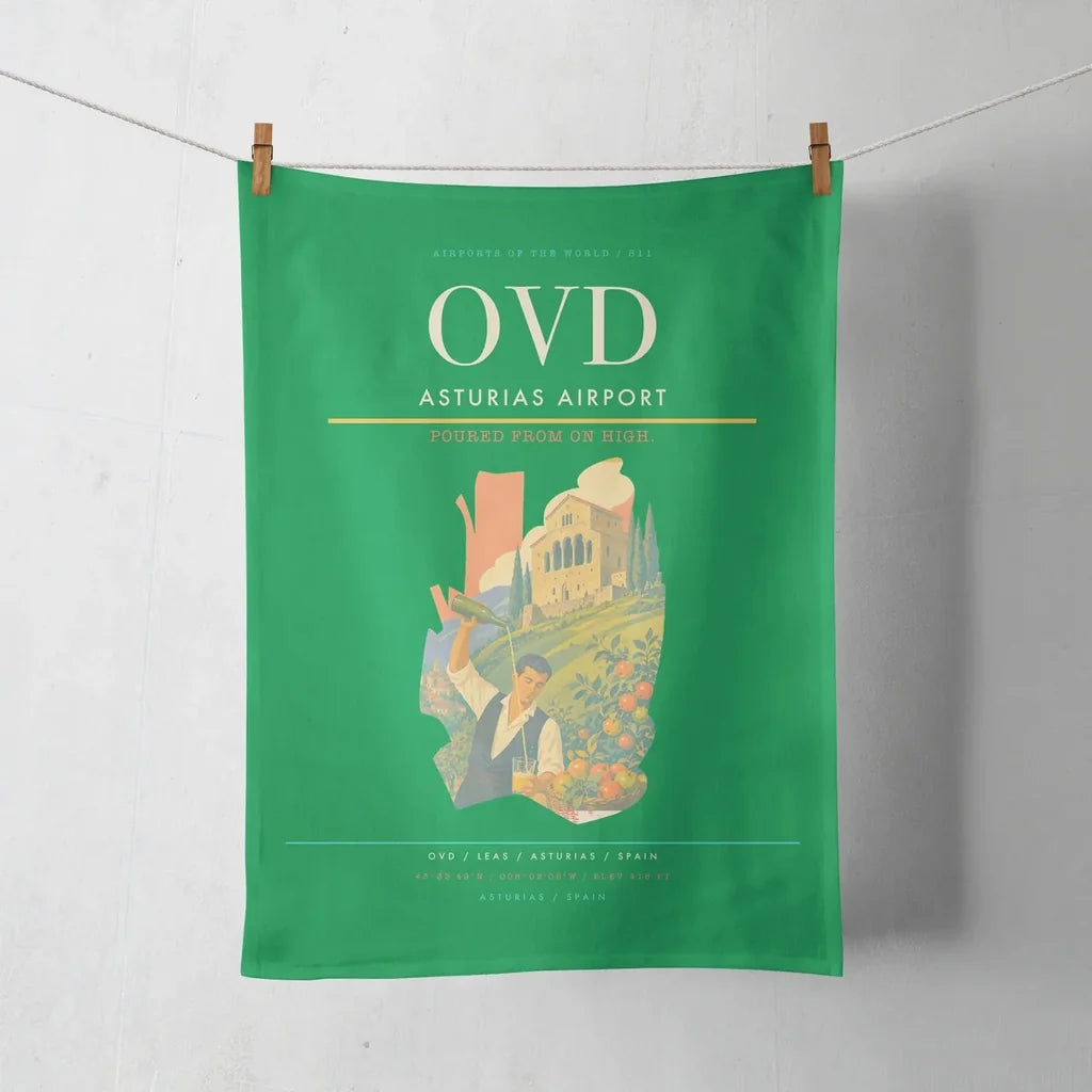 Asturias Airport (OVD) design on green towel