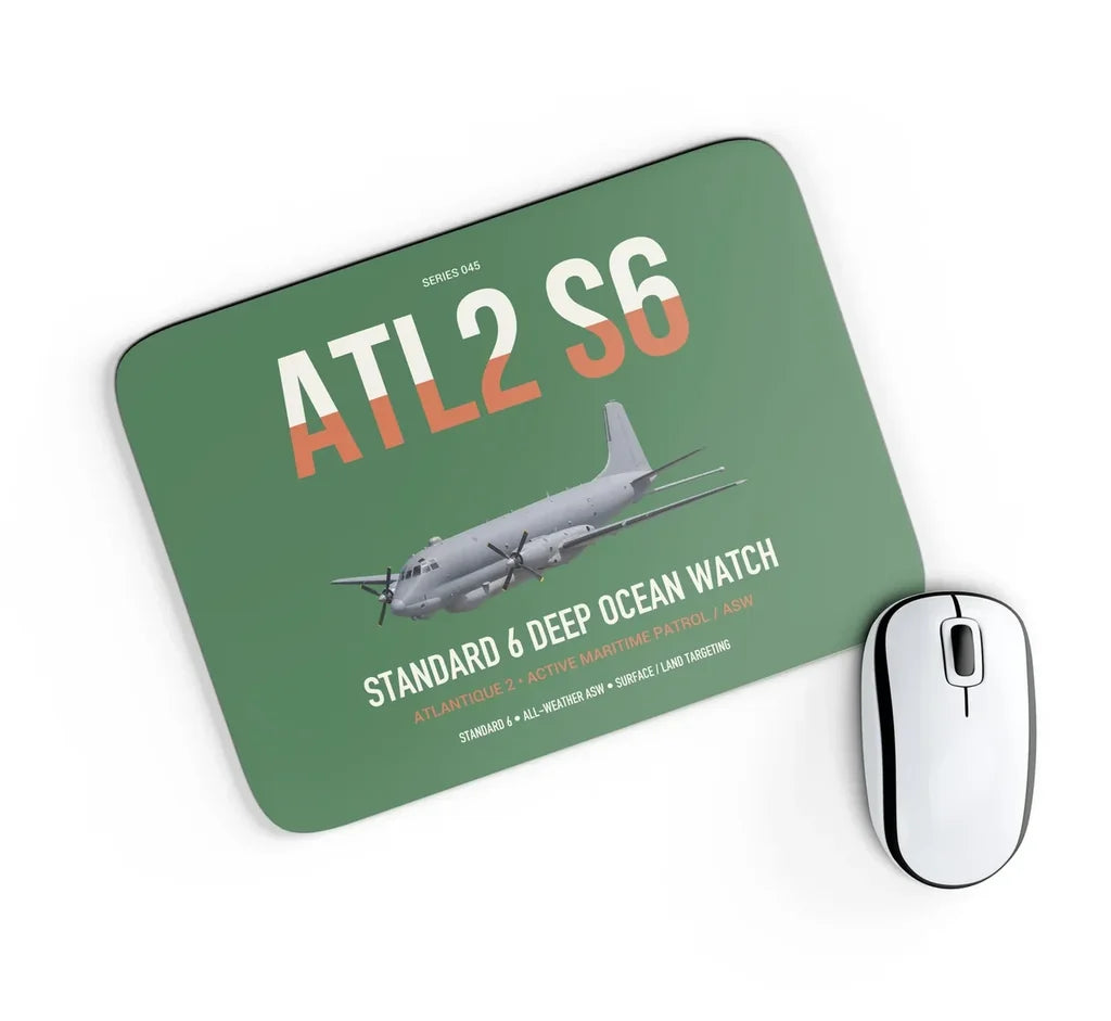 Atlantique 2 Standard 6 design on green rectangle mouse pad