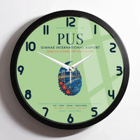 Thumbnail for Gimhae International Airport Busan (PUS) design on light green framed wall clock
