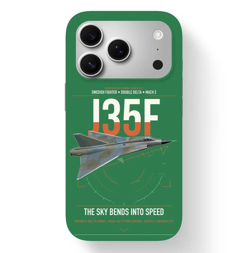 Saab J 35F Draken design on green magsafe iphone case, for iPhone 17 Pro