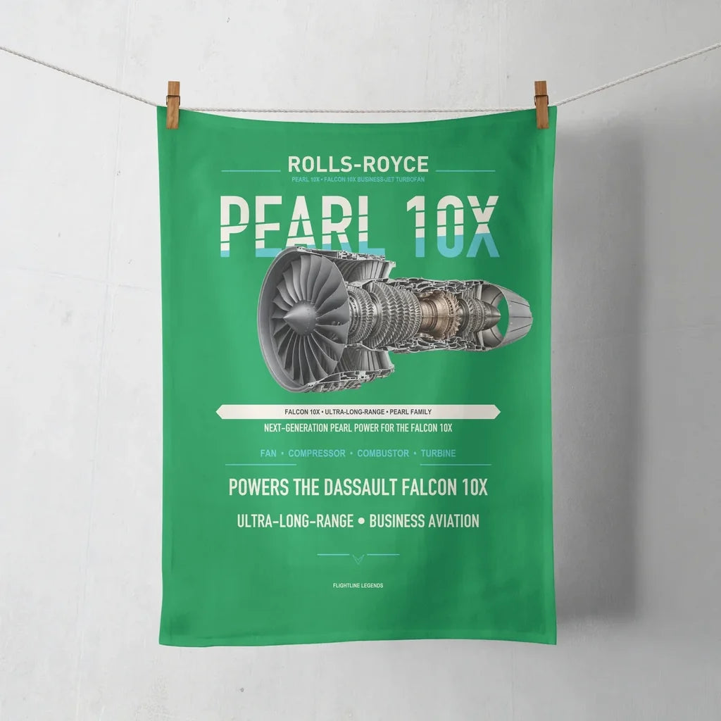PEARL 10X design on green towel