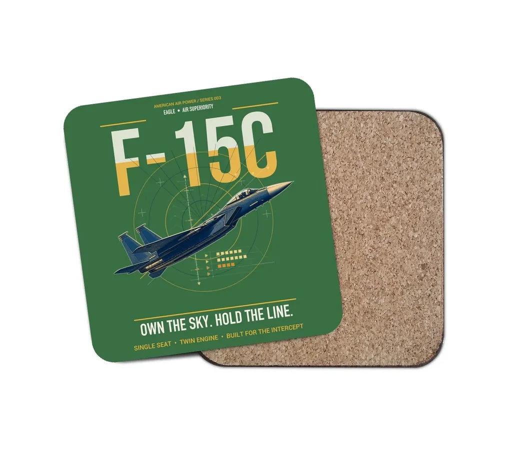 F-15C Eagle design on green 1 piece coaster