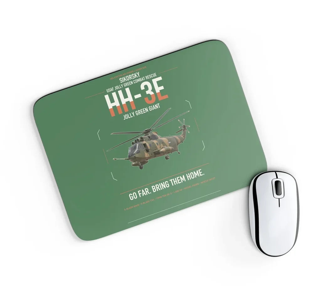 Sikorsky HH-3E Jolly Green Giant design on green rectangle mouse pad